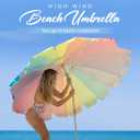 AMMSUN 7.5ft Large Heavy Duty HIGH Wind Beach Umbrella with sand anchor & Tilt Sun Shelter, UPF 50+ Protection Outdoor Umbrellas Sunshade with Carry Bag for Patio Garden Pool Backyard Rainbow