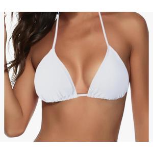 Women's Triangle Bikini Top String Push up Padded Halter Bathing Suit Top Small White