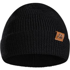 DANISH ENDURANCE Merino Wool Beanie for Men & Women, Warm Knitted Winter Hat (Black)