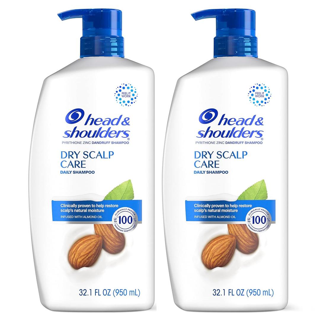 Head & Shoulders Shampoo, Daily-Use Anti-Dandruff Paraben Free Treatment, Dry Scalp Care with Almond Oil, 32.1 fl oz, Twin Pack (32.1 Fl Oz (Pack of 2))