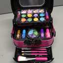 Hollyhi 58 Pcs Kids Makeup Kit for Girl, Princess Toys Real Washable Cosmetic Set with Mirror, Kids Makeup Sets for Girls, Play Make Up Birthday Gifts for 3 4 5 6 7 8 9 10 11 12 Years Old Kid (Rose)