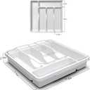 Silverware Organizer with Cover, Portable Cutlery Holder Flatware Tray with Lid Plastic Silverware Storage Box Airtight Black Cutlery Tray with Lid (White)