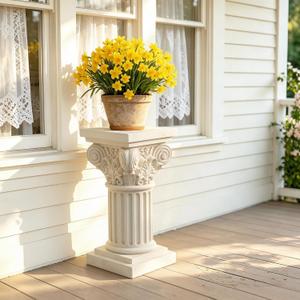 White Pedestal Stand Garden Pedestal Outdoor Corinthian Columns Decorative 45cm