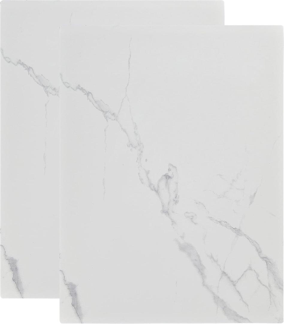 Murrey Home Glass Cutting Board Set for Kitchen Counter, Tempered Glass Chopping Boards Dishwasher Safe, Small Marble Countertop Tray, 16"x12"x2PC