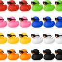 24 Set Mini Rubber Ducks with Sunglasses, Tiny Bath Rubber Ducks Bulk for Car Dashboard Decorations Cruise Birthday Party Favors (Multicolor)