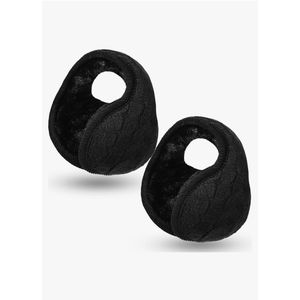 Syhood 2 Pieces Foldable Ear Warmers Adjustable Knitted Earmuffs with Fuzzy Fleece Lining Unisex Furry Winter Earmuffs