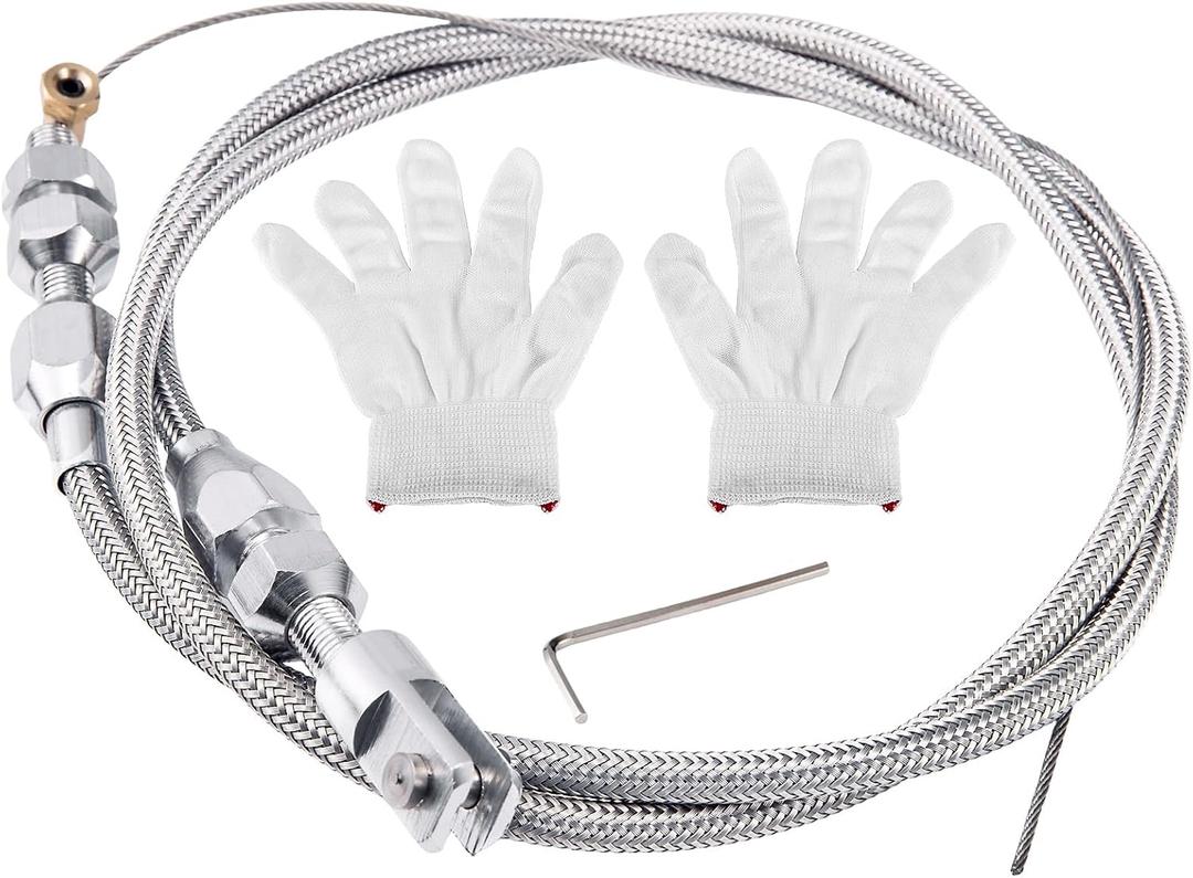 Spurtar 36" Braided Throttle Cable Kit, Compatible with 97-07 Chevrolet/Chevy LS1 Engine 4.8L 5.3L 5.7L 6.0L, 36in Accelerator Throttle Cable Repair Kit Stainless Steel Swap Fuel Line