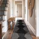 Rugshop Bohemian Stripe Stain Resistant High Traffic Living Room Kitchen Bedroom Dining Home Office Runner Rug 2'7" x 10' Black