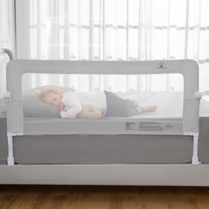 ComfyBumpy Premium Adjustable Bed Rail for Toddlers, Swing-Down Safety Guard, Height Adjusts 24.4"–32.3"H, Extra-Long 55.5", Sturdy Steel & Breathable Mesh, For Twin, Full, Queen & King, Gray, 1-Pack
