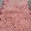 ORTIGIA Long Cute Scalloped Bathroom Rugs Runner, Fun Candy Pink Plush Microfiber Scallop Bath Mats Non Slip Washable Quick Dry Absorbent, Rug Carpet for Bathtub Sink Laundry Room Bedroom, 17x47