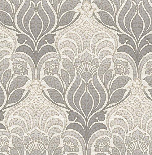 NuWallpaper NU2396 Grey Charisma Peel & Stick Wallpaper , Gray