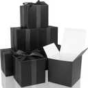 COTOPHER Small Gift Boxes 25 Pack 6x6x6 inches Black Gift Boxes with Lids for Gifts, Crafting, Wedding Party Favor, Cupcake Boxes, Candy, Bridesmaids Proposal Box with Ribbons and Stickers