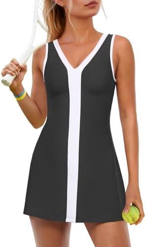 ReachMe Womens Tennis Dresses with Shorts Golf Outfits Athletic Dresses Active Workout Dress Activewear, Small