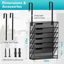 Delifox 7-Compartment Wall Mounted Hanging File Organizer Cubicle Wall File Holder Vertical Document Organizer for Office Home, Black