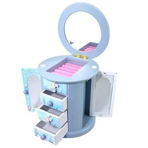 JIUYUAEZ girls jewelry box blue Cute bunny jewelry box for girls kids jewelry box Organizer Little girl Gift