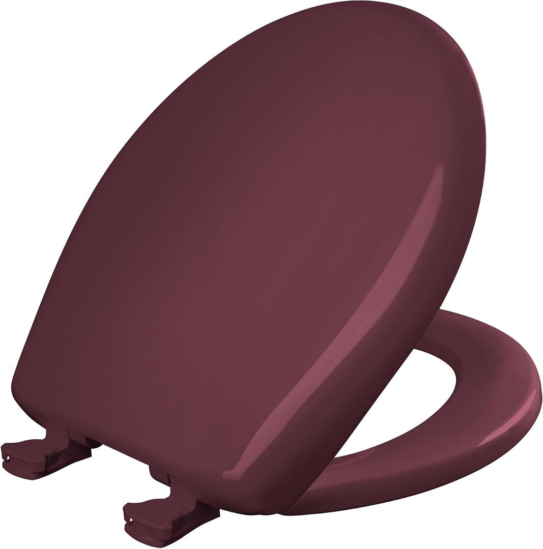 Bemis Classic Colors Slow Close Toilet Seat, Easy Clean Hinges and Durable Plastic Seat, Made in USA, Round, Loganberry