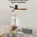 VONLUCE 42 Inch Ceiling Fan with Lights, Flush Mount Wood Ceiling Fan and Remote, 6-Speeds Quiet Reversible DC Motor, 3CCT, Natural Wood 3 Blades Outdoor Ceiling Fan for Patios Farmhouse, Black