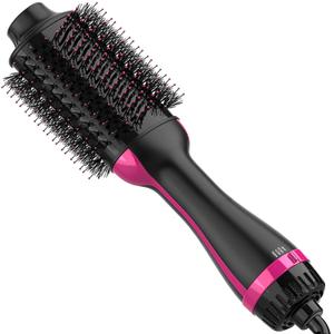 Dimecano Hair Dryer Brush, 4 in 1 One Step Hair Dryer and Styler Volumizer, Professional Hot Air Brush with Negative Ion Anti-frizz Blowout for Drying, Straightening, Salon, Black Pink