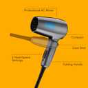 Conair Travel Hair Dryer with Dual Voltage, 1875W Compact Blow Dryer with Folding Handle, Gray