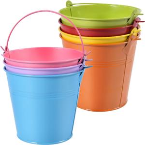 OBTANIM 7 Pack Colorful Metal Buckets with Handle Galvanized Ice Pails for Plants, Succulents, Party Favors Organizing, Rustic Home Decor or Classrooms Pencil Storage (5.1 x 3.6 inch)