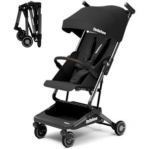 Bebehoo Lightweight Travel Baby Stroller, Foldable Portable Airplane Compact Umbrella Strollers for Toddler 1-3 Years (Full Canopy,Black)