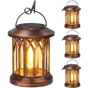 WdtPro Solar Lanterns Outdoor Hanging 4 Pack, Upgraded Bright Solar Lantern Lights Outdoor Waterproof, Solar Powered Lantern Over 12Hrs for Outside Garden Yard Patio Decor (Copper)