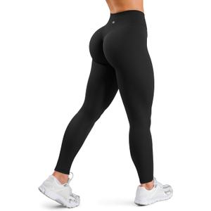Sogetdo Yoga Leggings for Women Hidden Scrunch Butt Non See Through High Waisted No Front Seam Athletic Gym Workout Pants (Small, Black)
