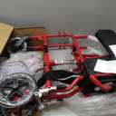 Medline Ultra Lightweight Transport Wheelchair for Adults, Foldable, 19-Inch Seat Width, Red Frame, Black Upholstery
