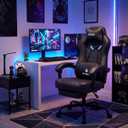 N-GEN GAMING Big & Tall Gaming Chair, Footrest, Lumbar Support, Dark Black | Ergonomic High-Back Chair for Adults, Padded Wide Seat with Heavy-Duty Base, Reclining Comfort for Computer, Office/Home Use