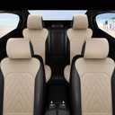 Front Car Seat Covers - Leather Seat Covers with Storage Pocket and Two Belt Pads, Anti-Slip Waterproof Universal Seat Covers for Cars Fit Cars Trucks SUV(Beige,2 Pack)