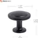 DecoBasics Cabinet Hardware Mushroom Knob (1- Inch, Pack of 25), Kitchen Cabinet Knob, Zinc Cabinet Pull Knobs for Kitchen Cabinet, Dresser and Drawer (Flat Black) (Round-Stepped - Black)