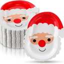 Sliner 200 Pieces Christmas Disposable Plates Santa Paper Plates Christmas Paper Plates, Red and White Party Plates Disposable Plates Serve 200 Guests for Christmas Party Supplies Tableware