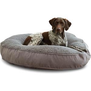 Happy Hounds Scout Deluxe Round Pillow Style Sherpa Dog Bed, Large (42 x 42 in.), Pewter