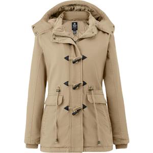 wantdo Women's Winter Thicken Jacket Cotton Coat with Removable Hood (Light Khaki), XL