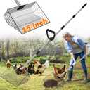 Extra Large Chicken Poop Scooper  15'' Wide Stainless Steel Litter Cleaner, 5-in-1 Adjustable Handle (37-77 Inch), for Chicken Coops, Poultry Barns, Durable Farm & Outdoor Tool