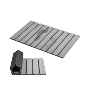 AWW Foldable Stone Bath Mat, Super Absorbent Diatomaceous Earth Mat, Non-Slip 23.6 x 15.5 Inch Quick Drying Mat, Compact and Easy to Store Bath Mats for Bathroom, Easy to Clean, Grey