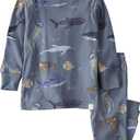 little planet by carter's Baby 2-Piece Pajamas Made with Organic Cotton, Deep Blue Sea Print, 12M