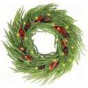 24 Inch Lighted Christmas Wreath for Front Door，Norfolk Pine Green Prelit Christmas Wreaths, Real Touch Wreath for Home Decorations Xmas Indoor Outdoor Decor (Green)