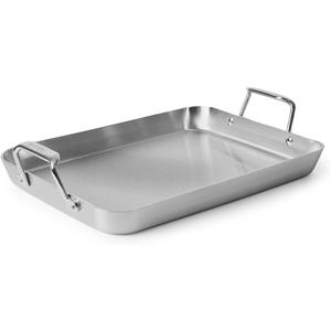 Misen Stainless Steel Roasting Pan with Handles - Versatile 5-Ply Design, Easy Grip Handles, Multi-Functional Cooking, Ideal for Baking, Searing, & Roasting, Superior Heat Conduction, Premium - 13"