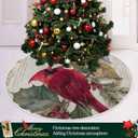 Christmas Tree Skirt 36 Inch Red Cardinals Pine Winter Berry Xmas Tree Mat Christmas Decorations for Xmas Happy New Year Holiday Indoor Party Burlap Tree Skirt Small Ornament (Medium, Multi72)
