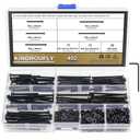 402 Pieces Black M3 x 30/35 /40/45 /50 mm Button Head Socket Cap Screws Nuts Washers Assortment Kit, 10.9 Grade Alloy Steel