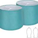 Lampshades Set of 2, Blue Lamp shades for Table Lamps, Floor Lamps, 11.6" Top x 12.6" Bottom x 9.8" High, Fabric Drum Lampshade(Spider Fitter), Modern Lamp shades Replacement, Assembly Required