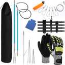 Lasnten 14 Pcs Hawaiian Sling Fishing Spear Set Fiberglass Pole Spear with 3 Prong Tips Diving Lobster Knife with Holster 2 Sheath 2 Pairs Leg Straps Fish Buckle for Diving Spearfishing (Sky Blue)