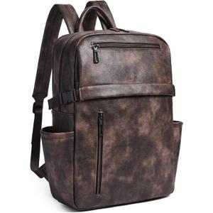 Leather Laptop Backpack for Women, 15.6 Inch Laptop Travel Backpack Purse Large Capacity Computer Bag, Casual Daypack Nurse Bag College Bookbag for School, Coffee