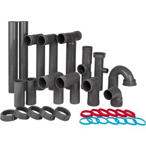 Universal 1-1/2" Kitchen Sink Drain Kit with P-Trap  Complete Plumbing Repair Kit for Most Kitchen Sinks, Includes Pipe Connectors & Installation Accessories, Easy DIY Installation