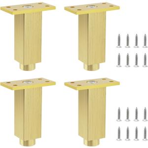 Geesatis 3 Inch Heavy Duty Furniture Legs Set of 4, Industrial Steel Supports Legs for Furniture, Sofa, Coffee Table, Desk, Cabinet, Bed, Dresser & DIY with Mounting Screws (Gold)
