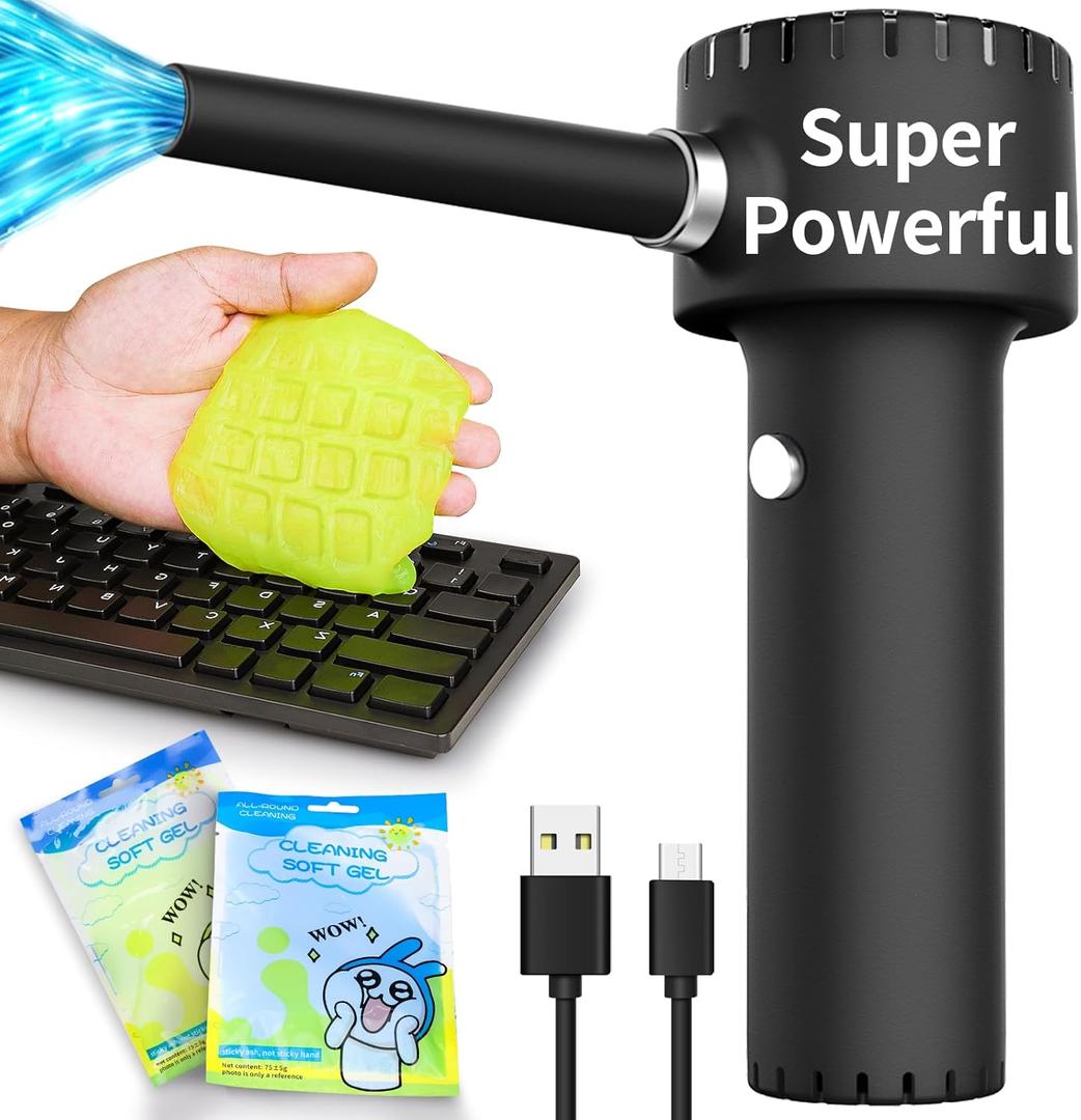 Compressed Air Duster, Electric Air Duster, Portable 45000 RPM Cordless Dust Blower, 6000mAh Battery Air Can Duster, Powerful Computer Keyboard Cleaning Air Spray, Rechargeable Electric Canned Air
