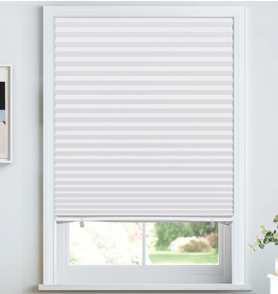 LazBlinds No Tools No Drill Cordless Lift Cut to Size Pleated Paper Blinds for Windows, Light Filtering Clip On Self Adhesive Temporary Window Blinds for Home(36" W x 72" H x 6 Pack, White)