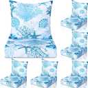 Hoteam 6 Set Outdoor Chair Patio Cushions 20 x 20 Inch Deep Seat Waterproof Chair Cushions for Patio Furniture Set Replacement Removable Seat and Back (Ocean)