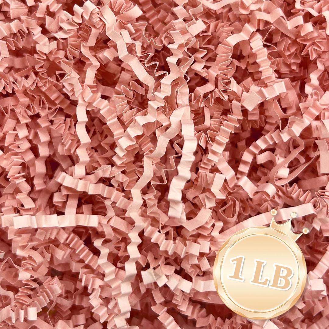 1 LB Pink Crinkle Cut Paper Shred Filler Great for Gift Wrapping, Pink Basket Fillers, Birthday, Gift Wrapping, Anniversary, Valentine's St. Patrick's Day, Easter Party Decor Filling Supplies